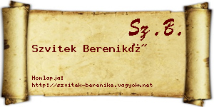 Szvitek Bereniké névjegykártya